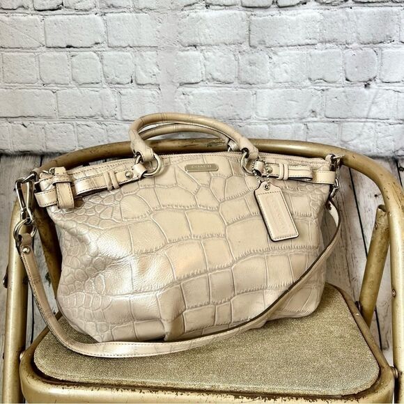 Coach sand beige croc embossed leather Madison Sophia satchel - Picture 10 of 10